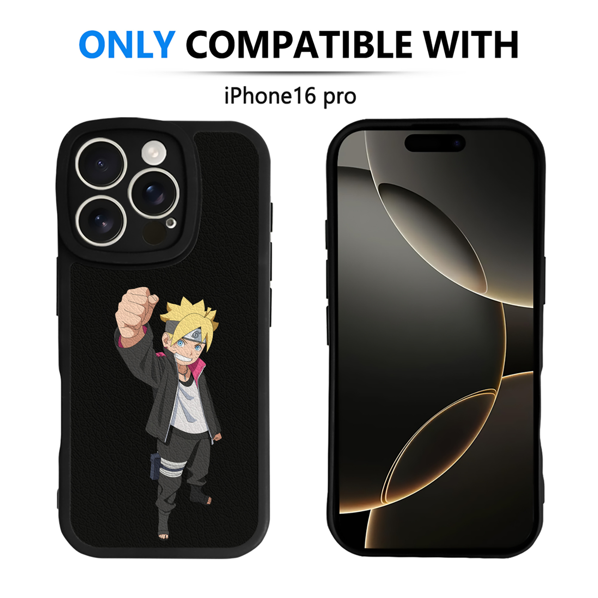 （画像用） NARUTO -ナルト- うずまき ボルト Uzumaki Boruto 【iPhone 16シリーズ対応】シリコンスマホケース（レザー調） 材質：シリコン